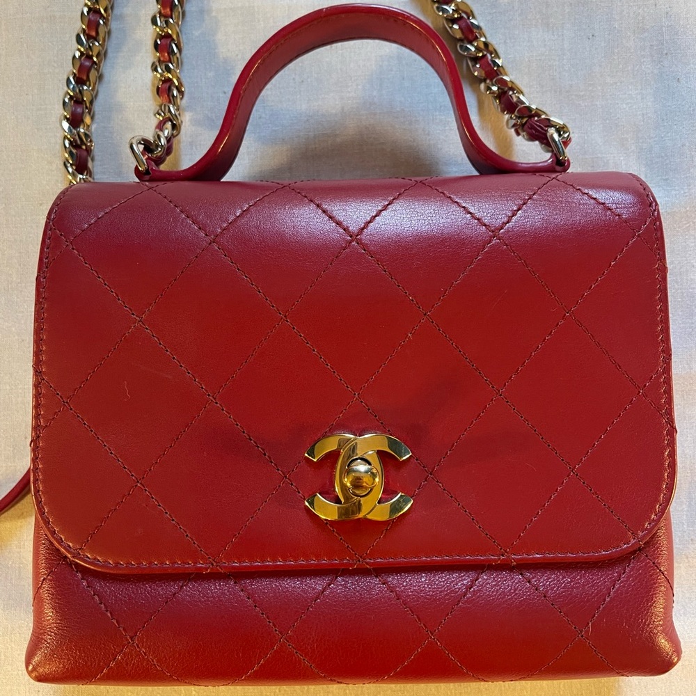Chanel Rouge Flap Bag With Chain Strap